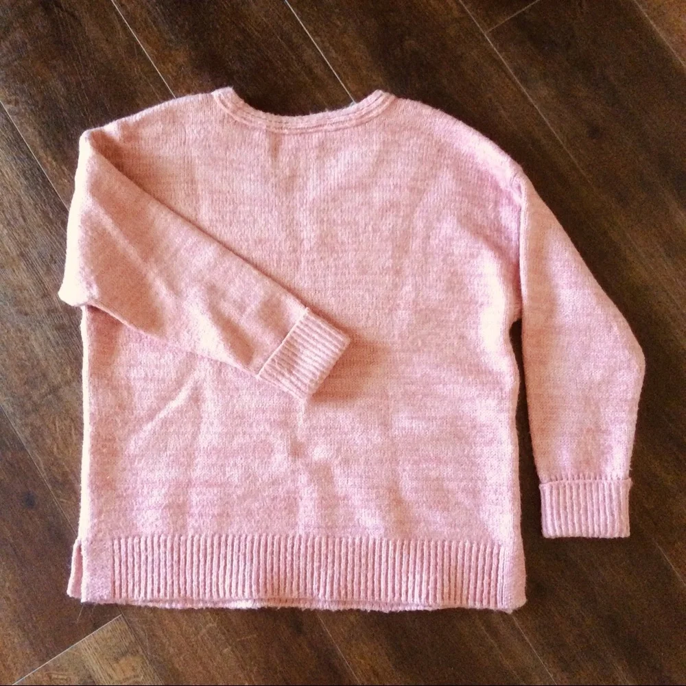 a.n.a. Cable V Neck Sweater Pink M